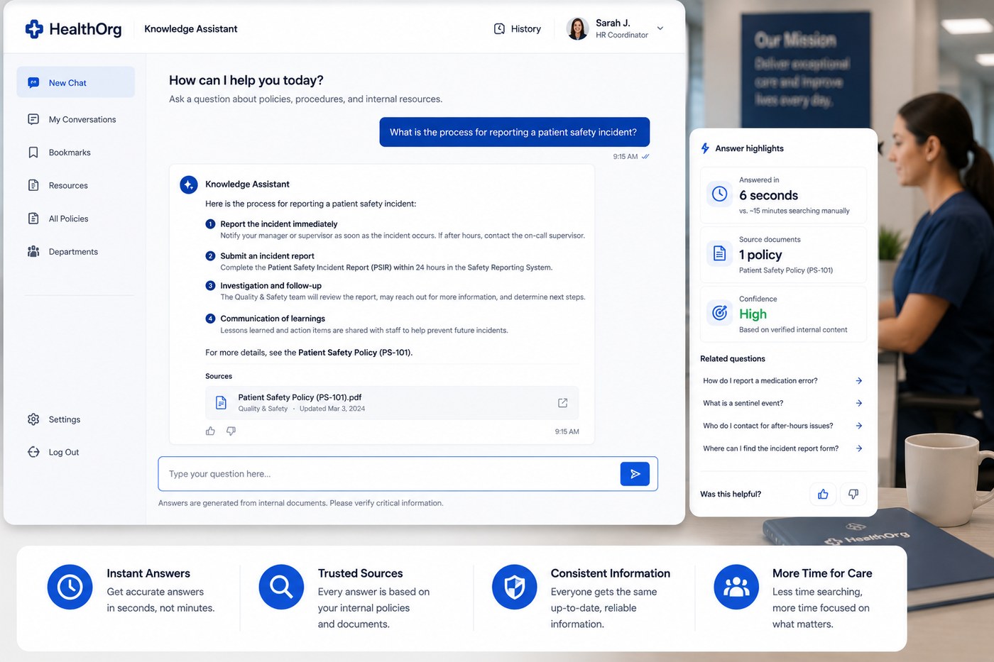 Faster answers from internal documentation