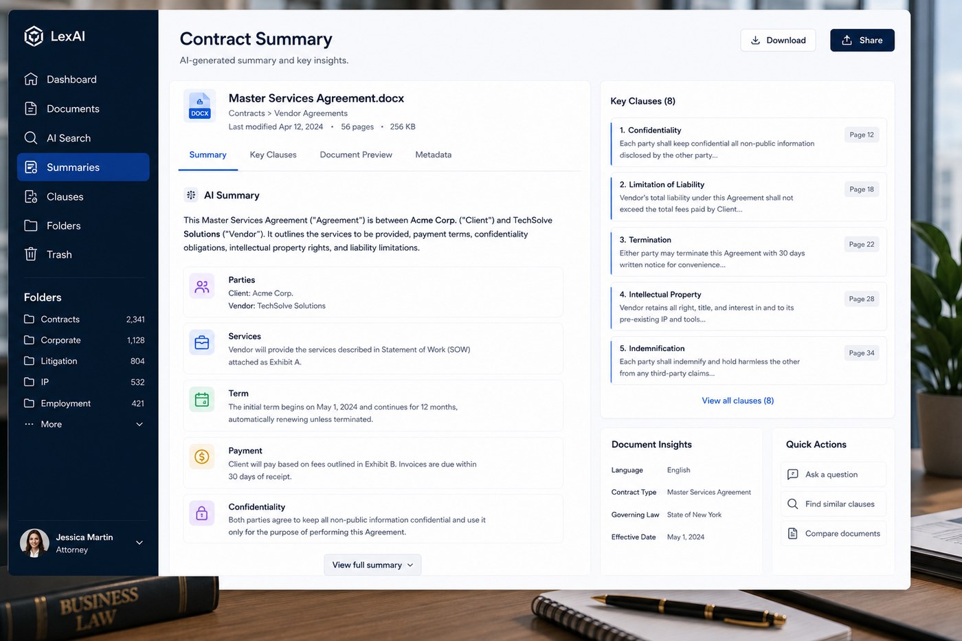 AI-generated contract summary